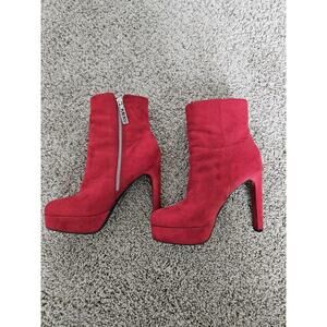 GUESS GWDEJAH3 Dejah Women’s Red Suede Fabric Boots Size 6.5 M